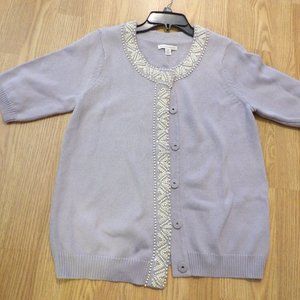 Wonderful Lilac Cotton Short Sleeve Jewelled Sweater - M